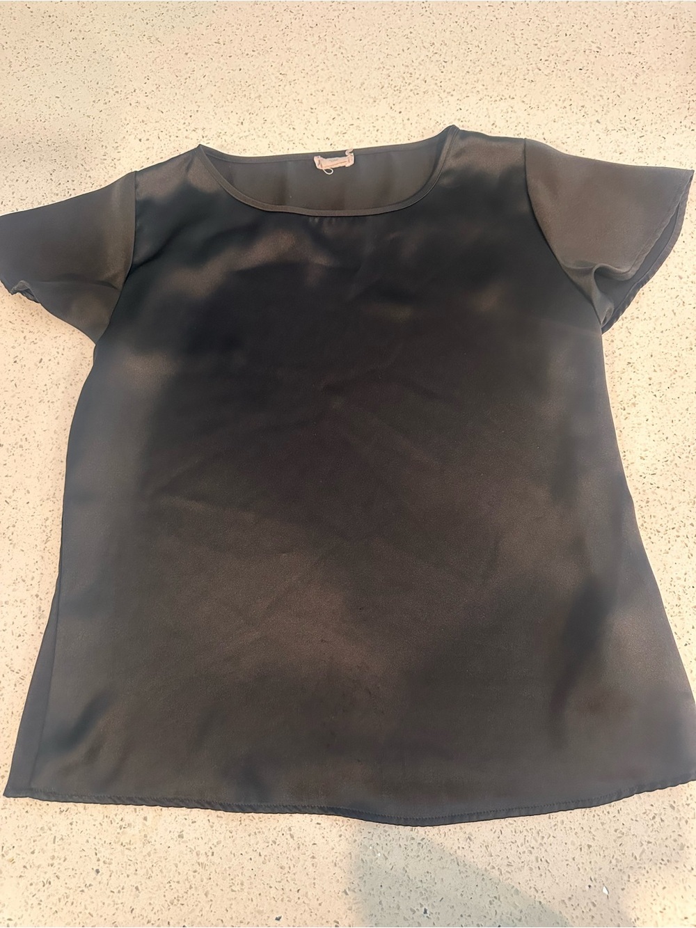 Nicole Miller Black Short-Sleeve Scoop Neck Blouse